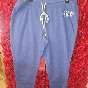 GAP Women's Classic Blue Sweatpants with White Drawstring Size Xlarge